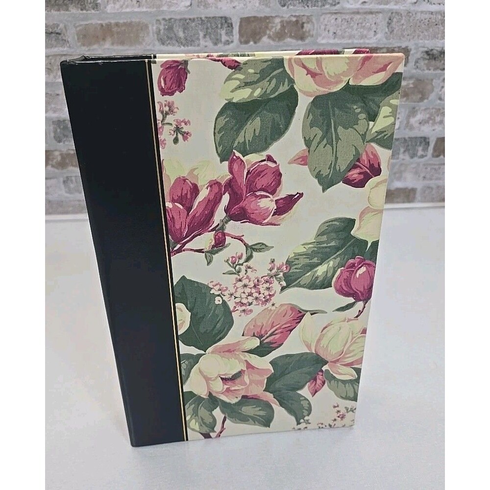 Vintage DF  Hardcover Floral Cloth And Leather Cover Photo Album 4"x6" Photos